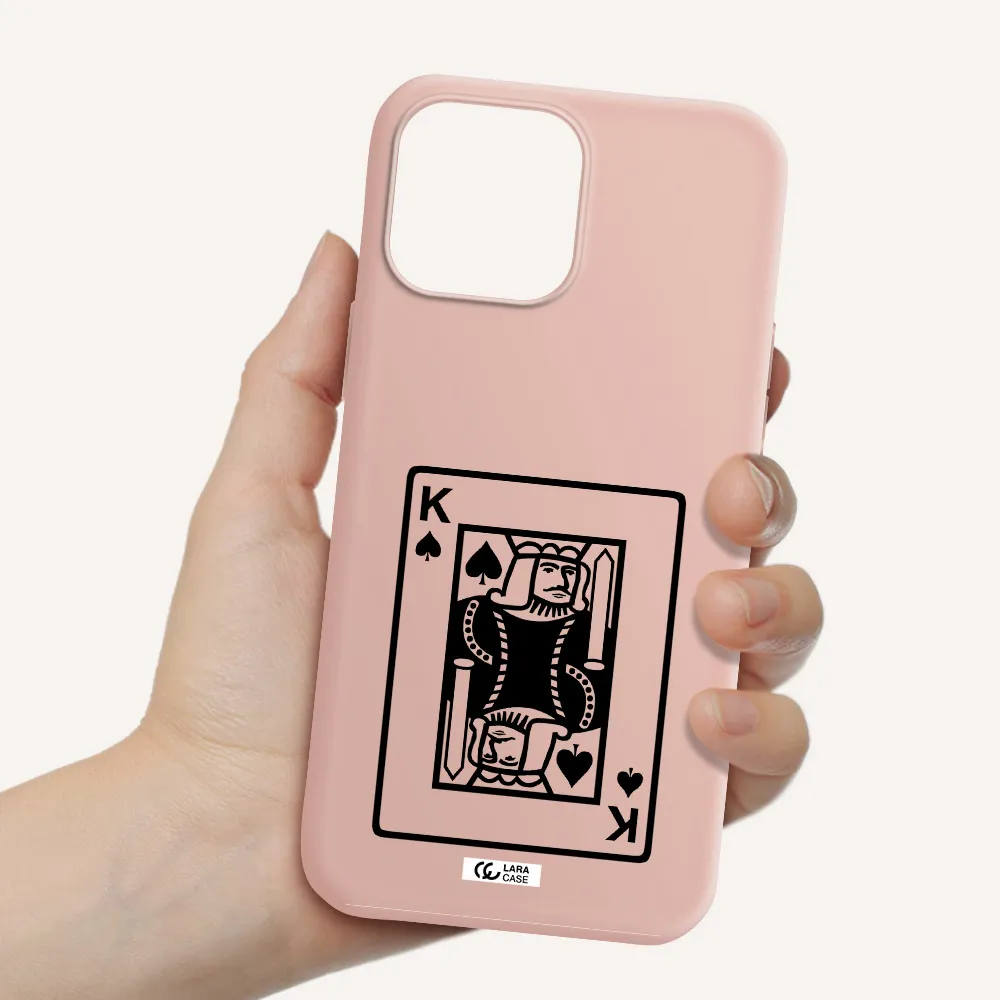 a black and white card with a man in a crown Apple iPhone 13 Pro Max Silicone pastel pink Case