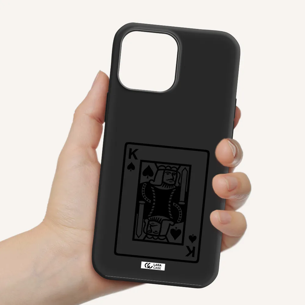 a black and white card with a man in a crown Apple iPhone 13 Pro Silicone black Case