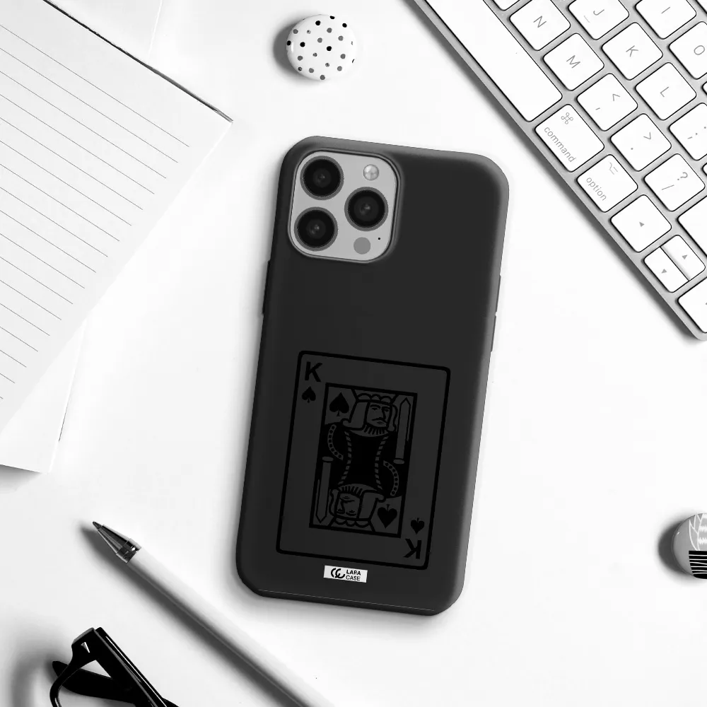 a black and white card with a man in a crown Apple iPhone 13 Pro Silicone black Case