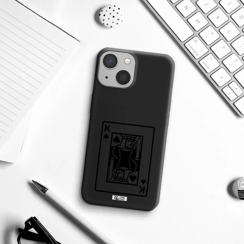 a black and white card with a man in a crown Apple iPhone 13 Silicone black Case