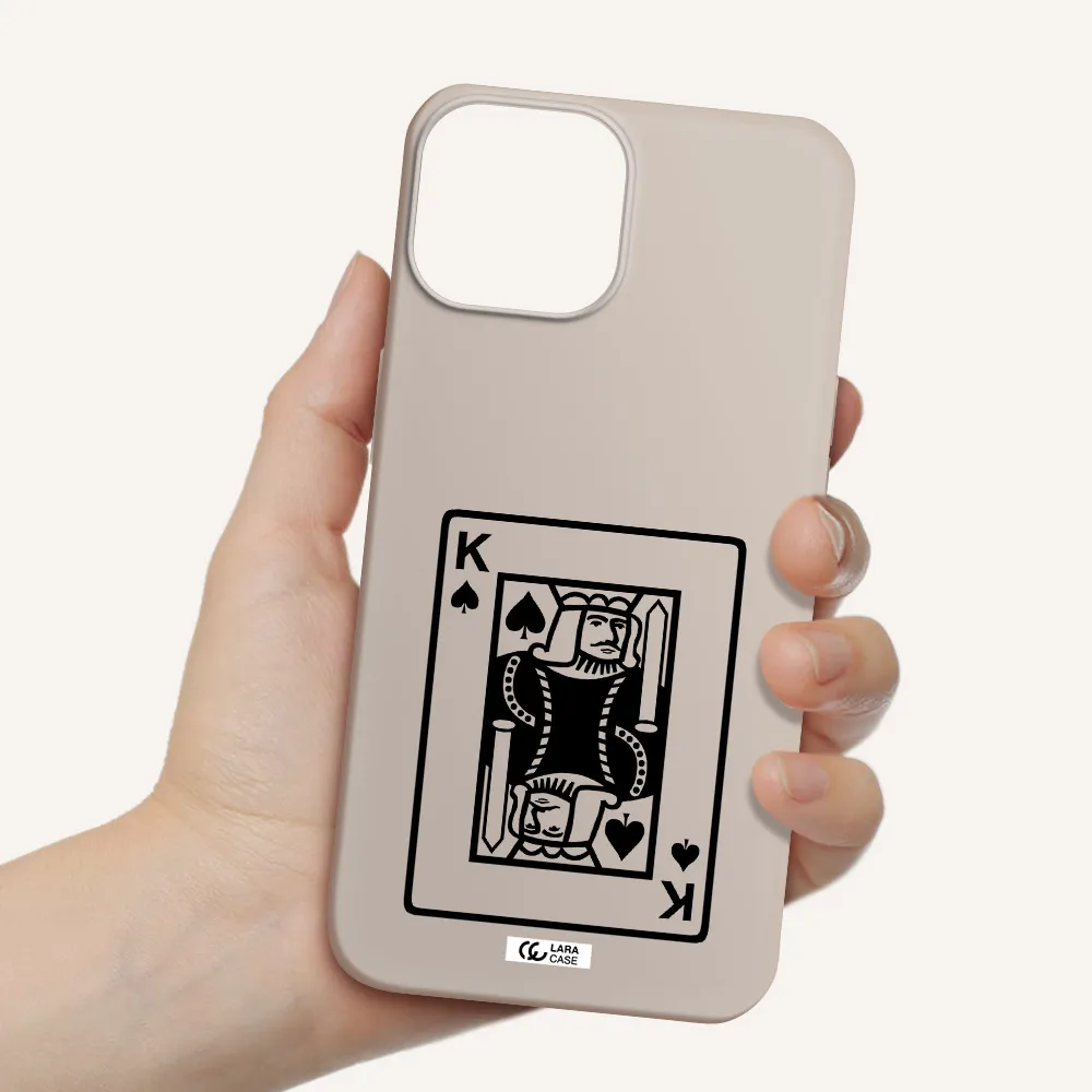 a black and white card with a man in a crown Apple iPhone 13 Silicone Stone Case