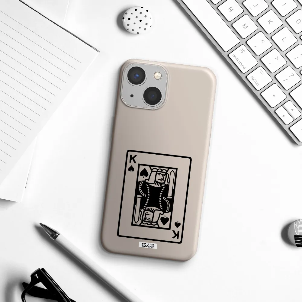 a black and white card with a man in a crown Apple iPhone 13 Silicone Stone Case