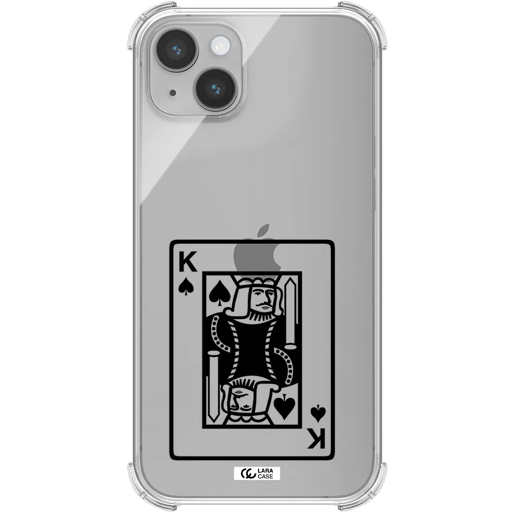 a black and white card with a man in a crown Apple iPhone 14 Clear PC Case