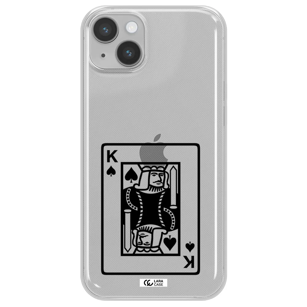 a black and white card with a man in a crown Apple iPhone 14 Clear TPU Case