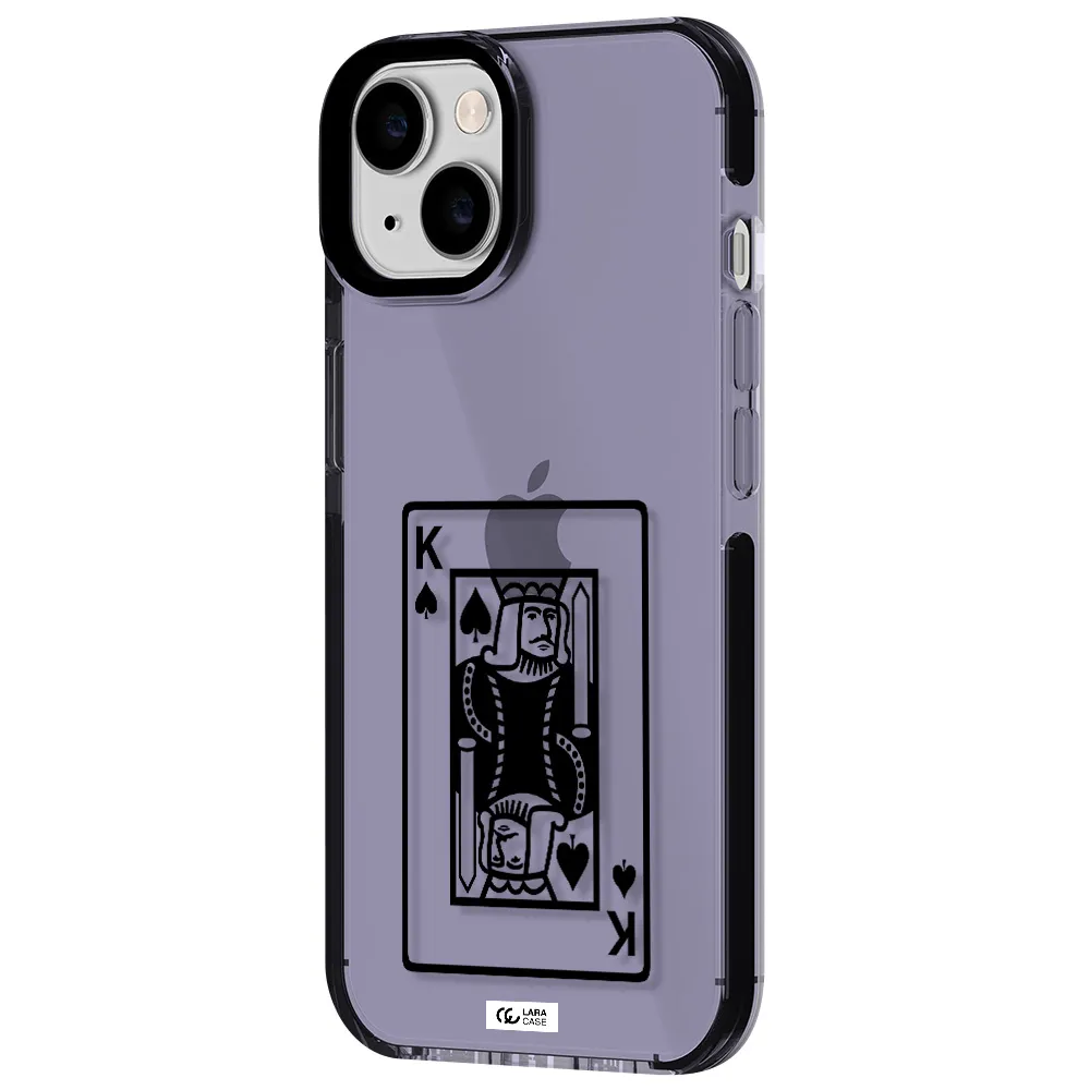 a black and white card with a man in a crown Apple iPhone 14 impact Lilac Case