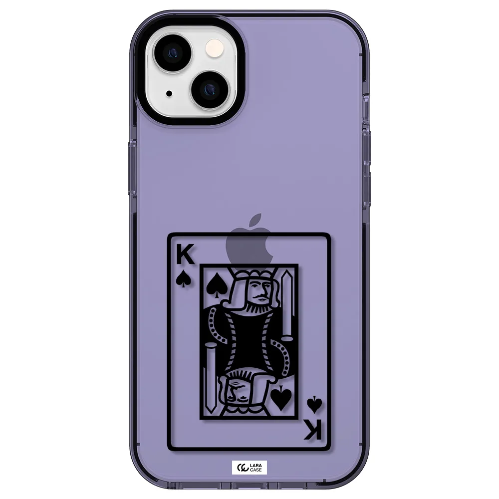 a black and white card with a man in a crown Apple iPhone 14 plus impact Lilac Case