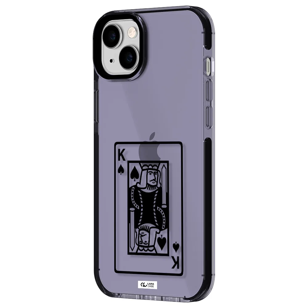 a black and white card with a man in a crown Apple iPhone 14 plus impact Lilac Case