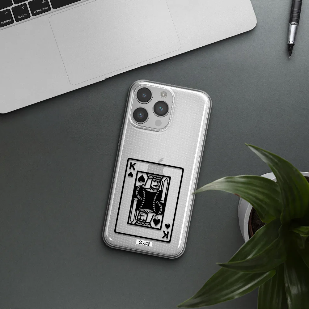 a black and white card with a man in a crown Apple iPhone 14 pro max Clear TPU Case