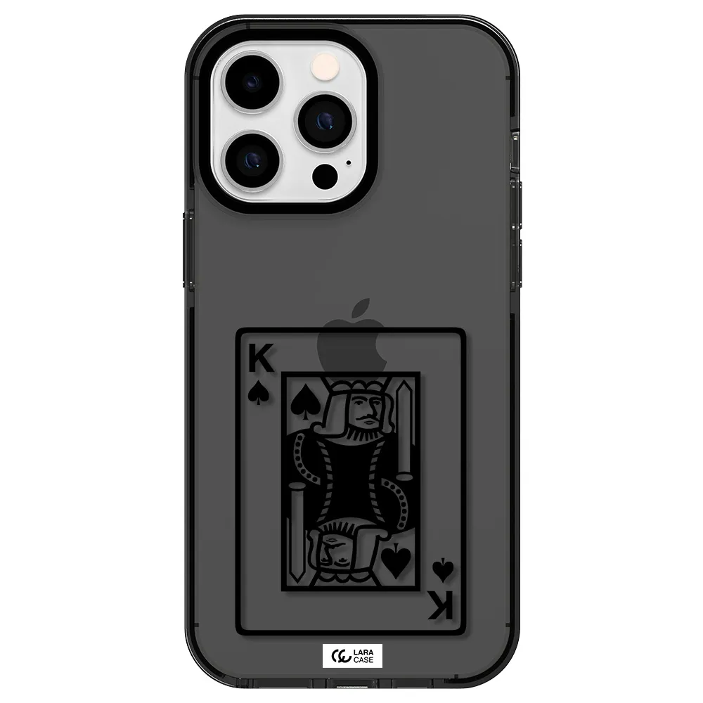 a black and white card with a man in a crown Apple iPhone 14 pro max impact Smoke Black Case