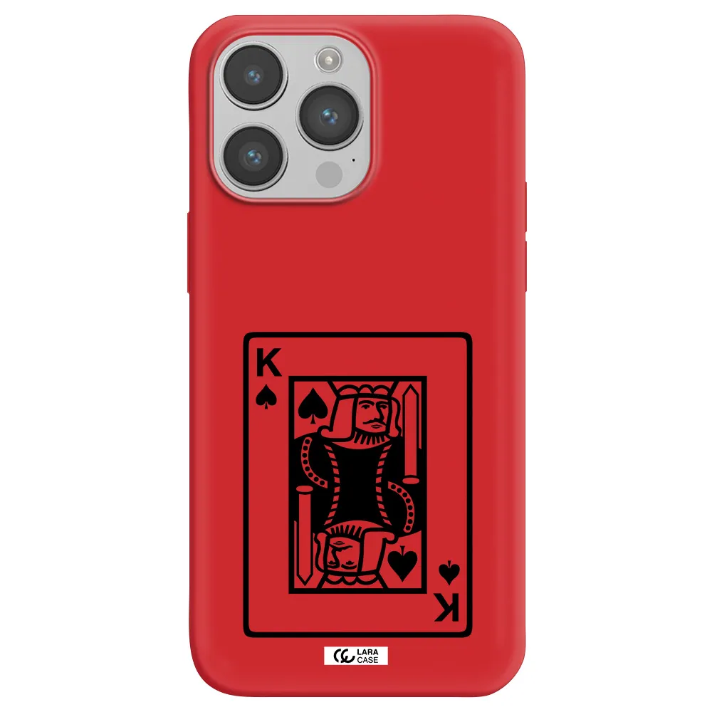 a black and white card with a man in a crown Apple iPhone 14 pro max Silicone Imperial Red Case