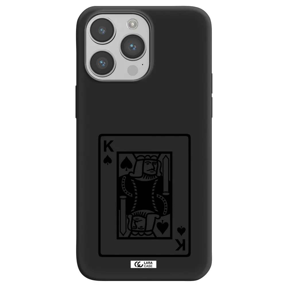 a black and white card with a man in a crown Apple iPhone 14 pro Silicone black Case