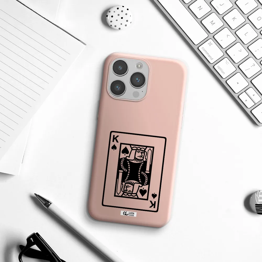 a black and white card with a man in a crown Apple iPhone 14 pro Silicone pastel pink Case