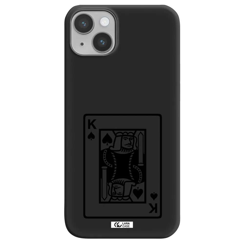 a black and white card with a man in a crown Apple iPhone 14 Silicone black Case