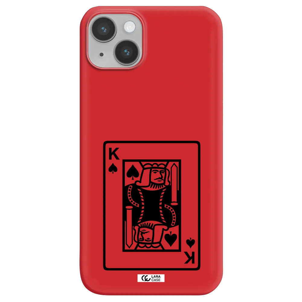 a black and white card with a man in a crown Apple iPhone 14 Silicone Imperial Red Case