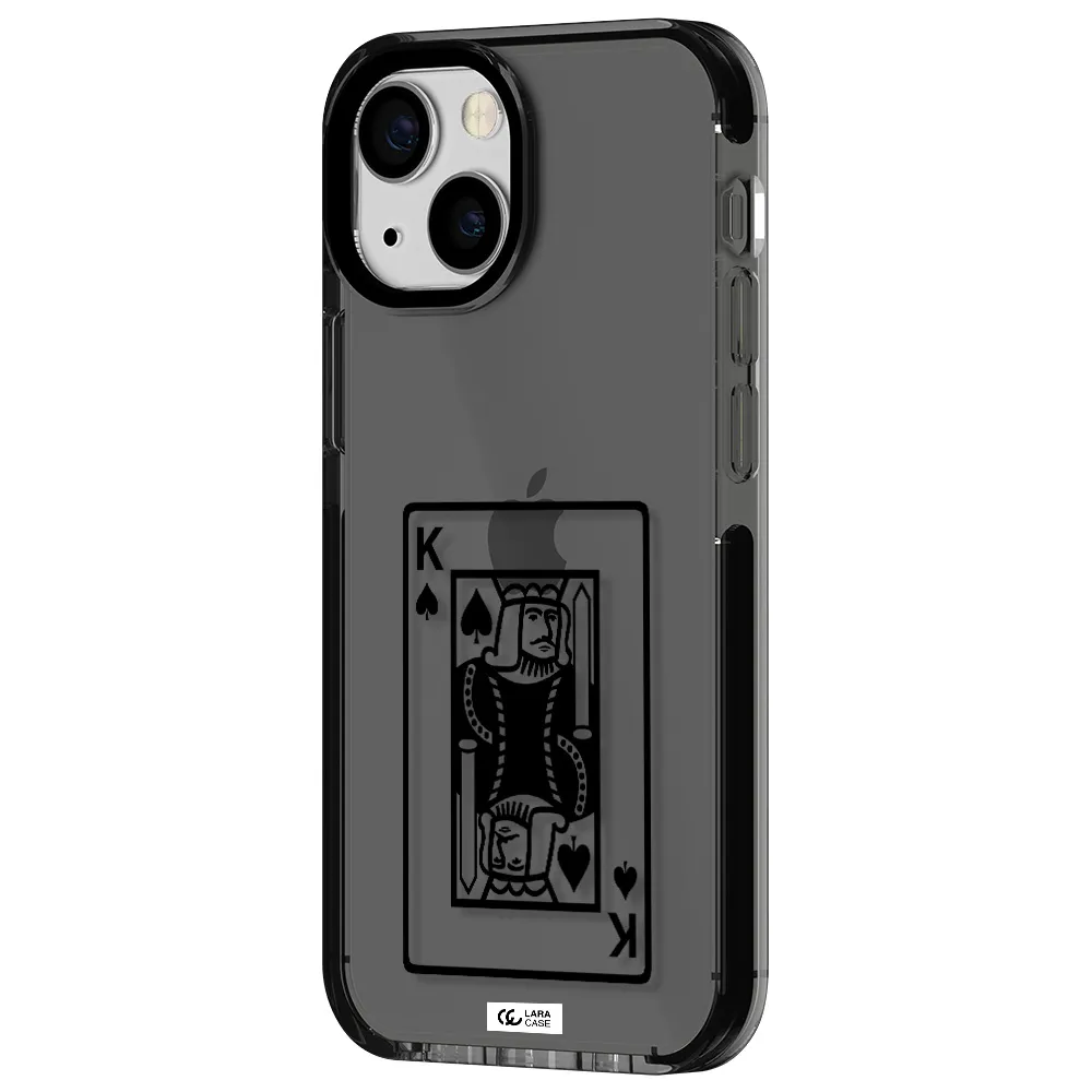 a black and white card with a man in a crown Apple iPhone 15 impact Smoke Black Case