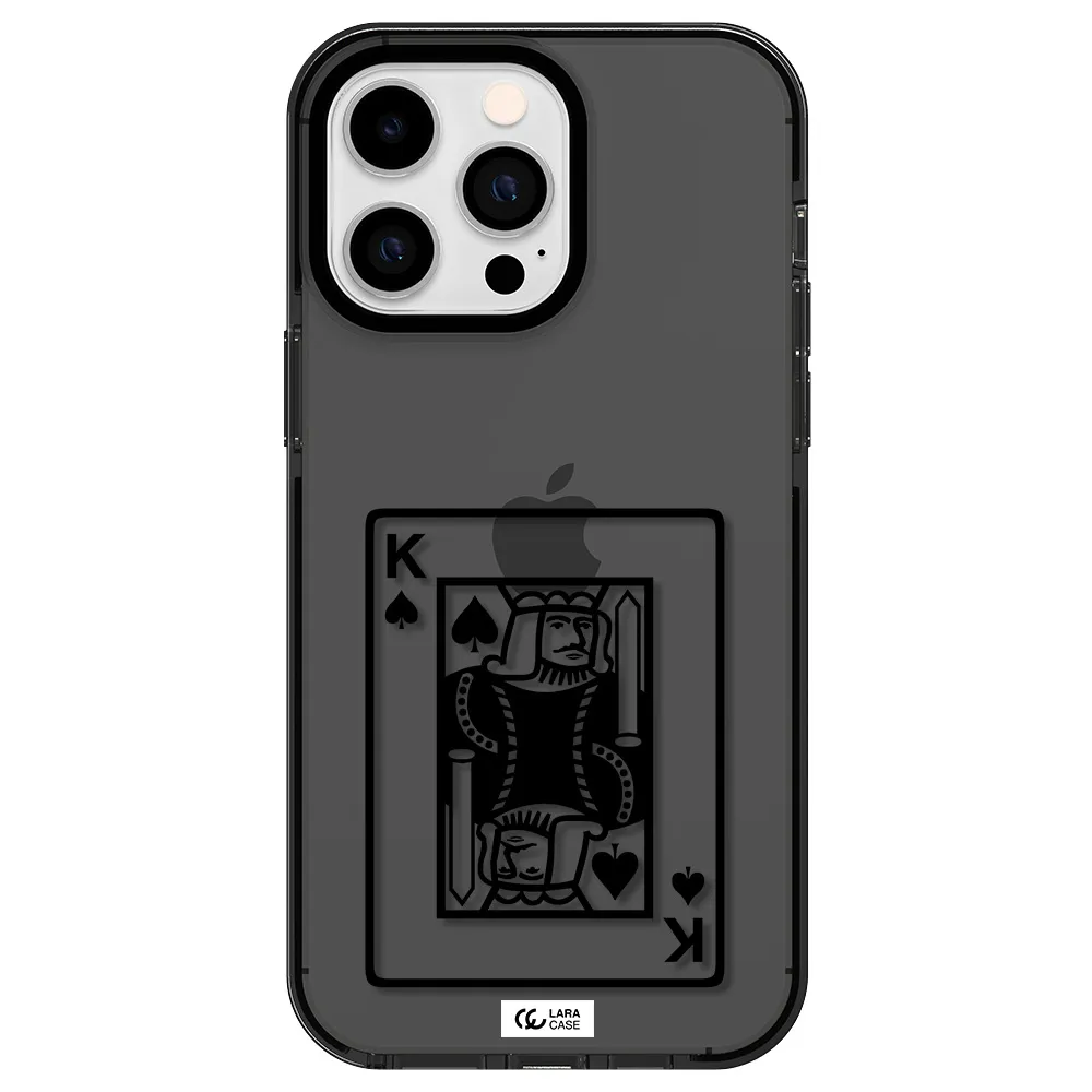 a black and white card with a man in a crown Apple iPhone 15 Pro impact Smoke Black Case