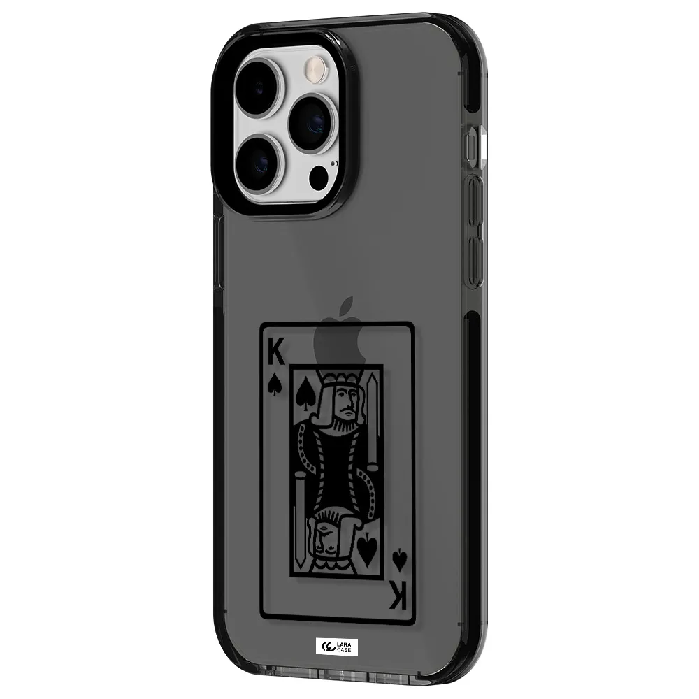a black and white card with a man in a crown Apple iPhone 15 Pro Max impact Smoke Black Case