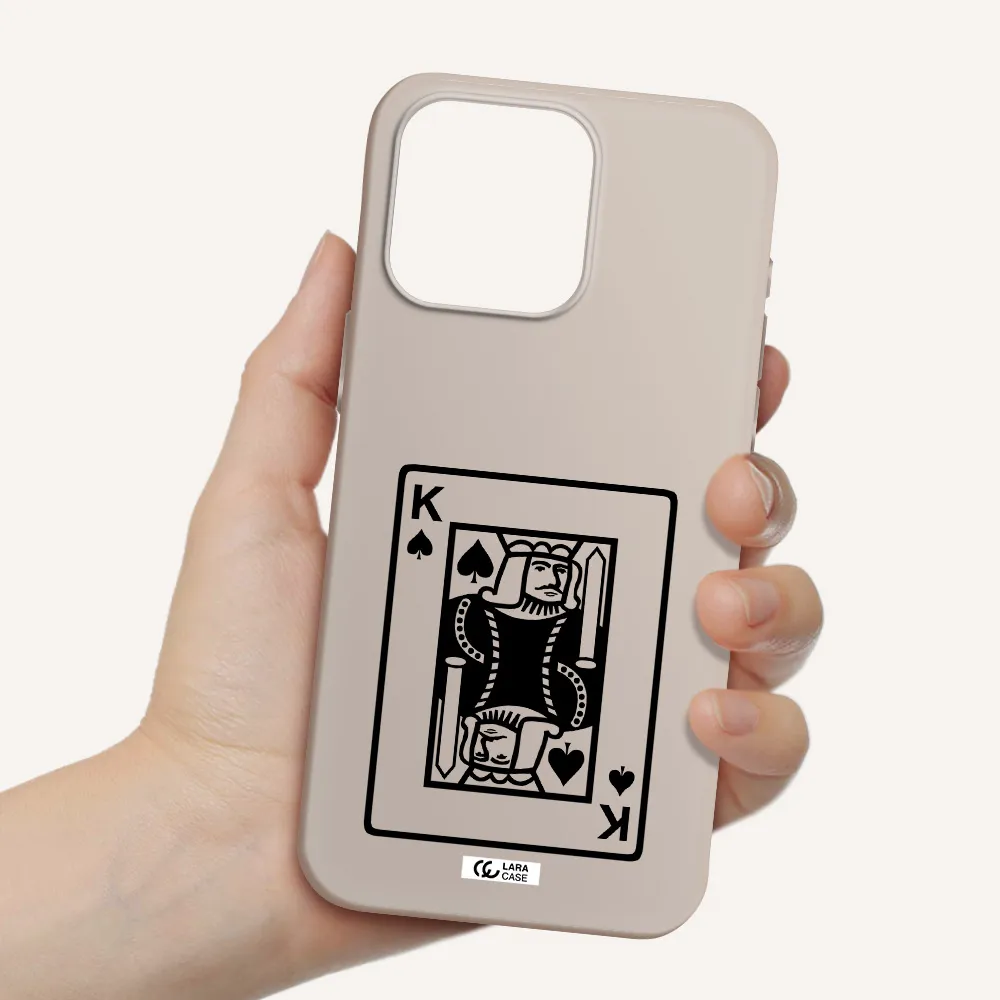 a black and white card with a man in a crown Apple Iphone 15 Pro max Silicone Stone Case