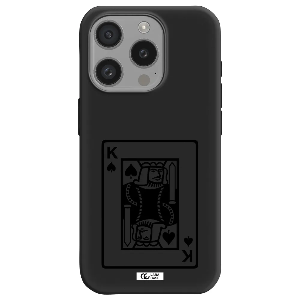 A Black And White Card With A Man In A Crown Apple Iphone 15 Pro Silicone Black Case