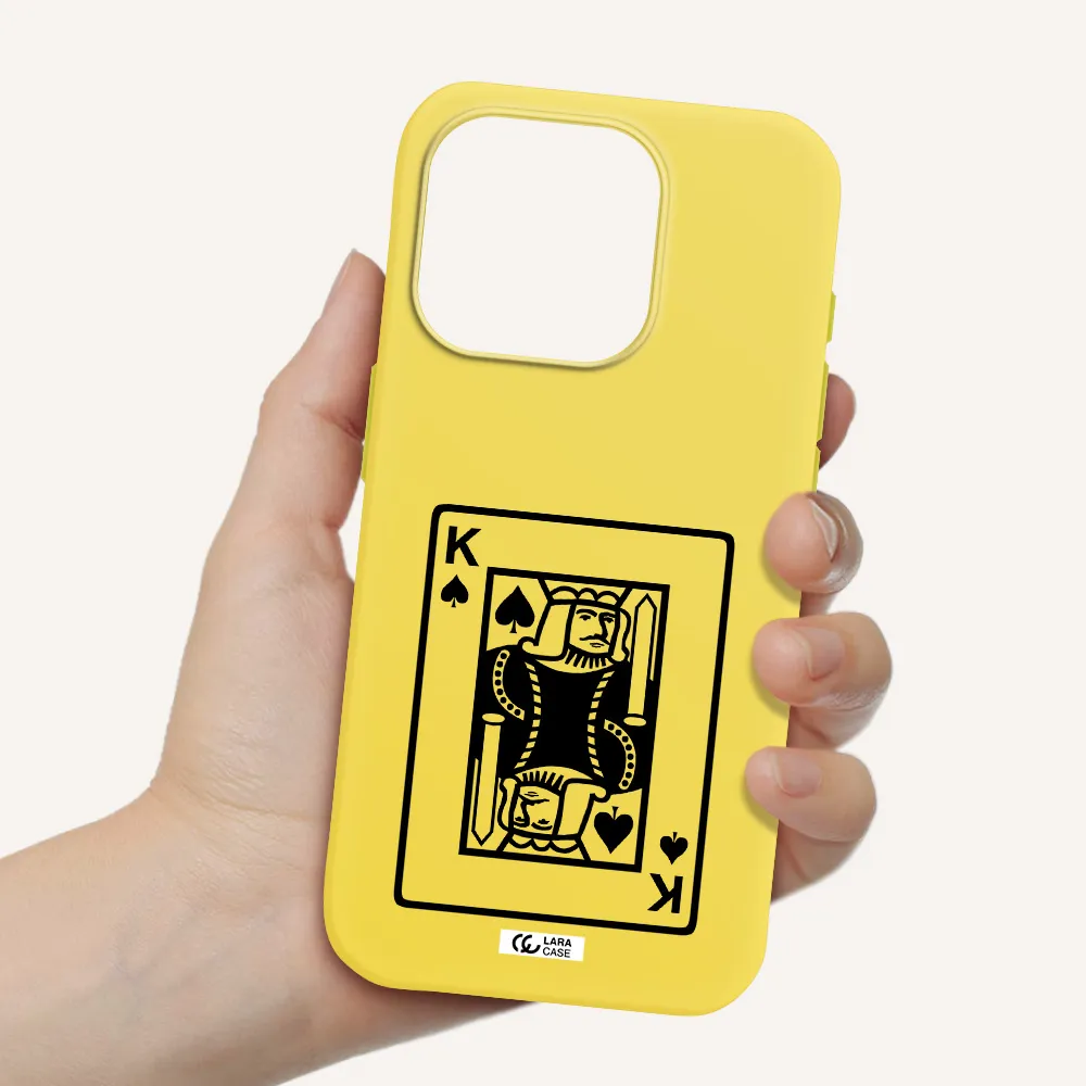 A Black And White Card With A Man In A Crown Apple Iphone 15 Pro Silicone Canary Yellow Case