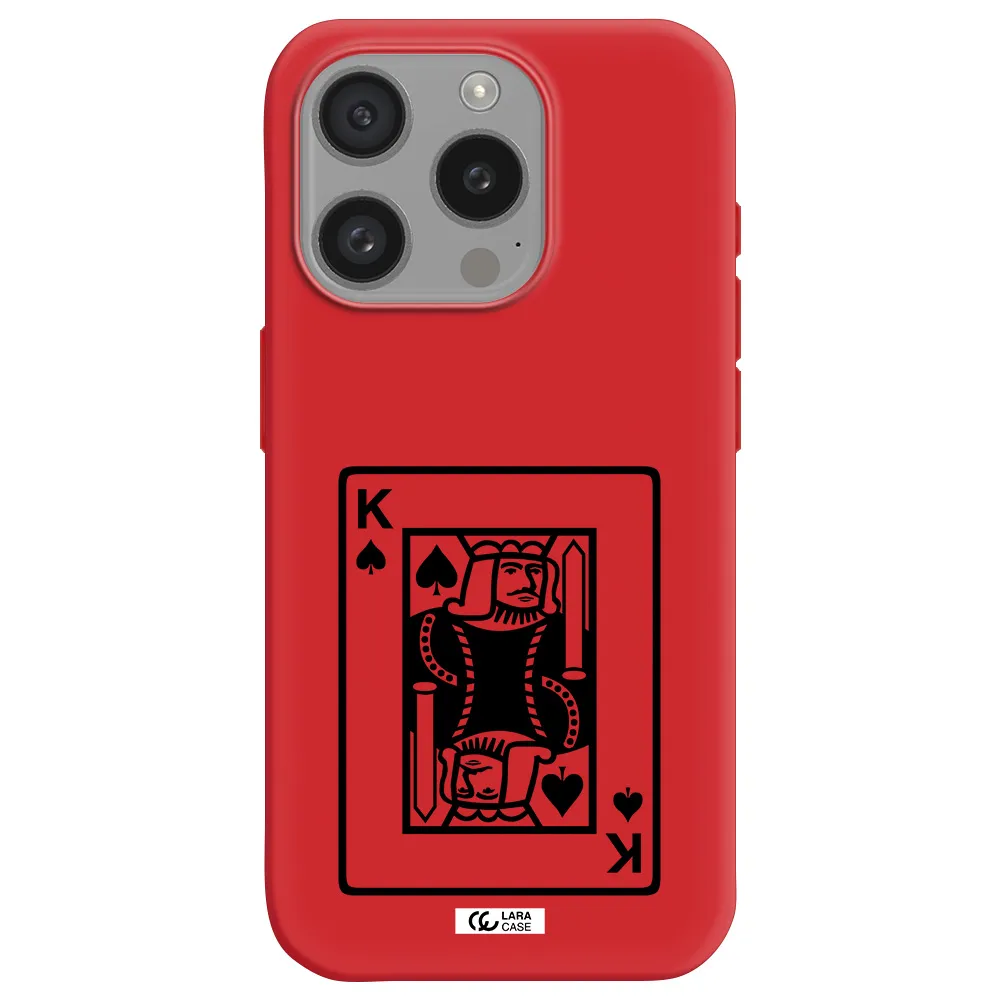 A Black And White Card With A Man In A Crown Apple Iphone 15 Pro Silicone Imperial Red Case