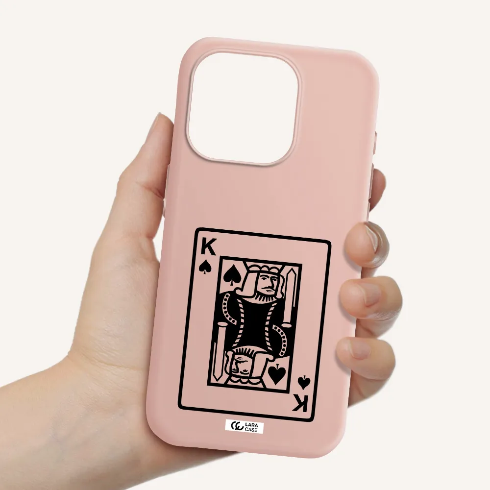 A Black And White Card With A Man In A Crown Apple Iphone 15 Pro Silicone Pastel Pink Case