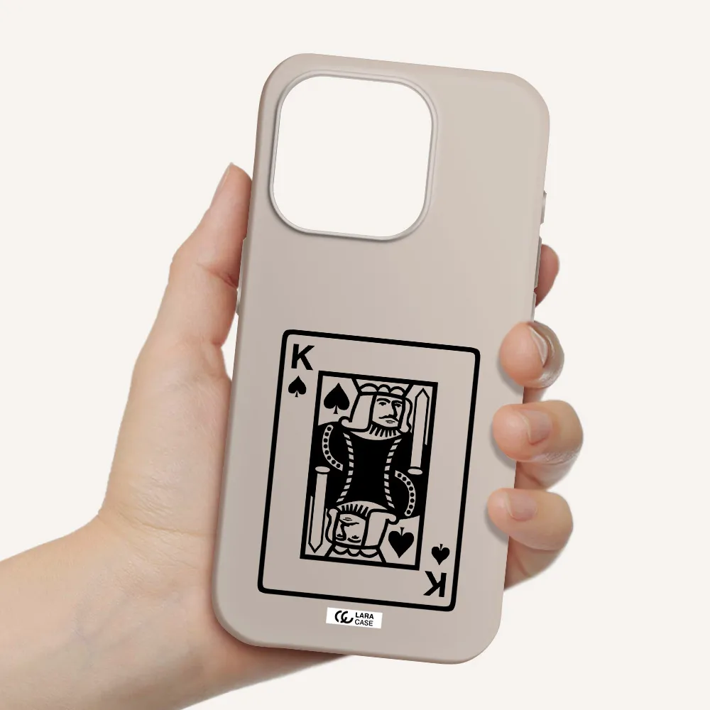 A Black And White Card With A Man In A Crown Apple Iphone 15 Pro Silicone Stone Case