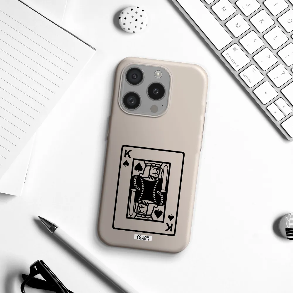 A Black And White Card With A Man In A Crown Apple Iphone 15 Pro Silicone Stone Case