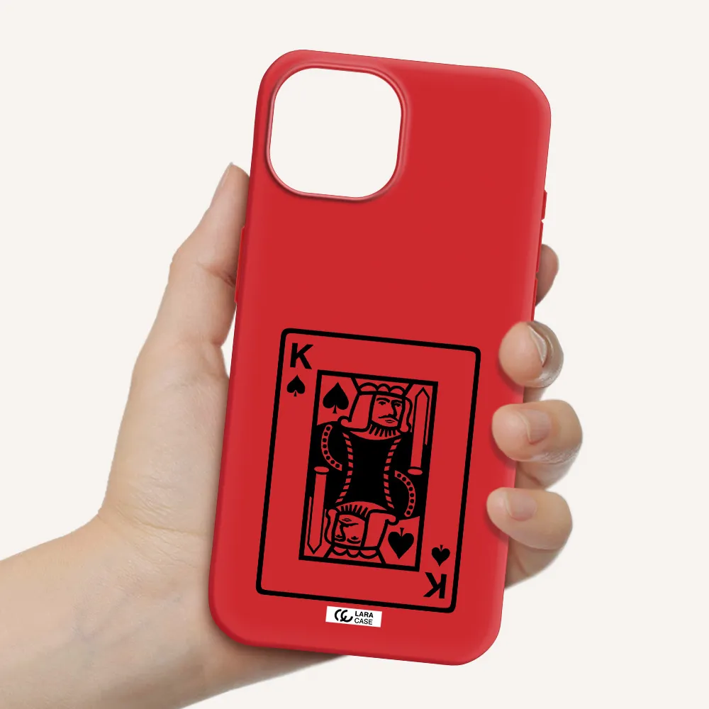 A Black And White Card With A Man In A Crown Apple Iphone 15 Silicone Imperial Red Case