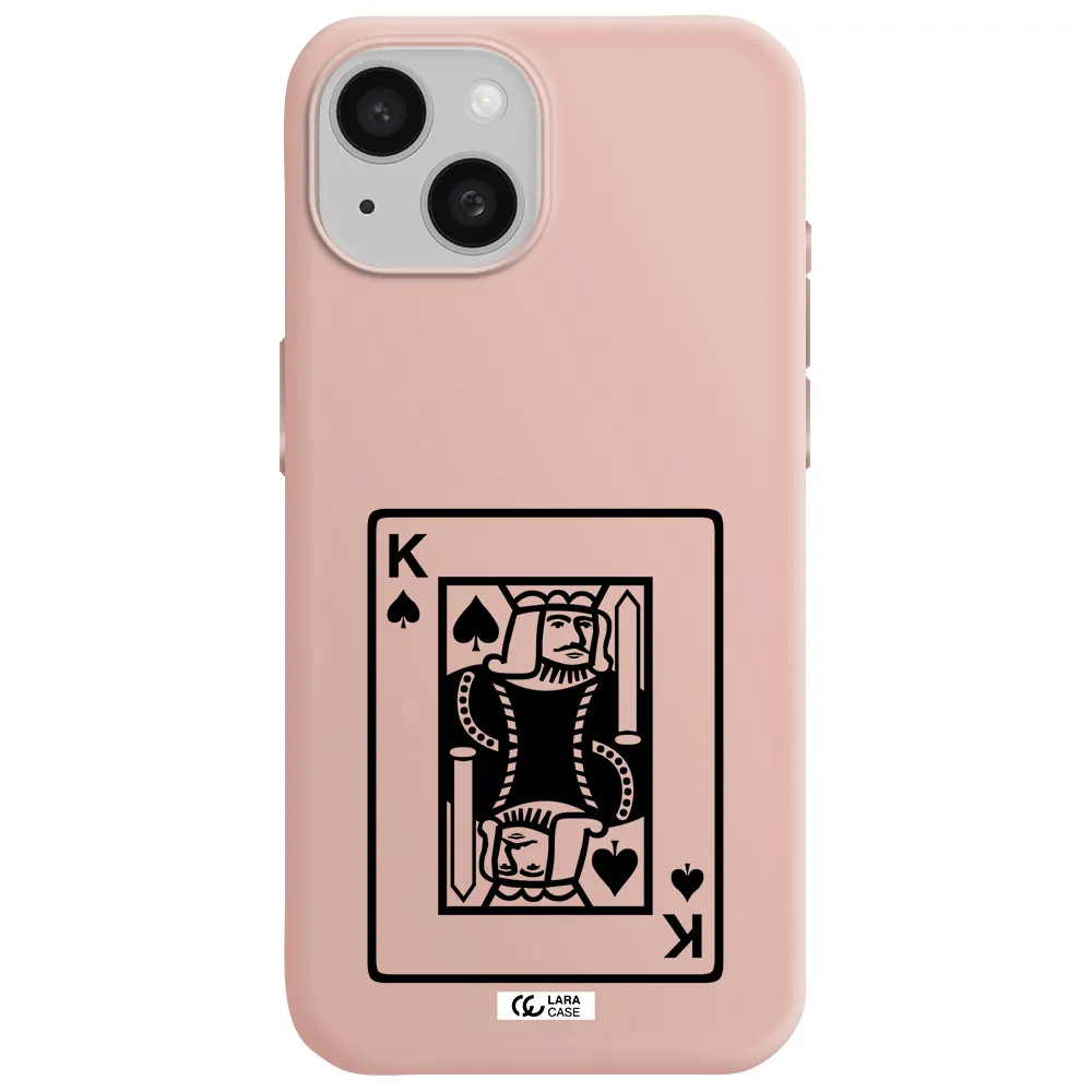A Black And White Card With A Man In A Crown Apple Iphone 15 Silicone Pastel Pink Case
