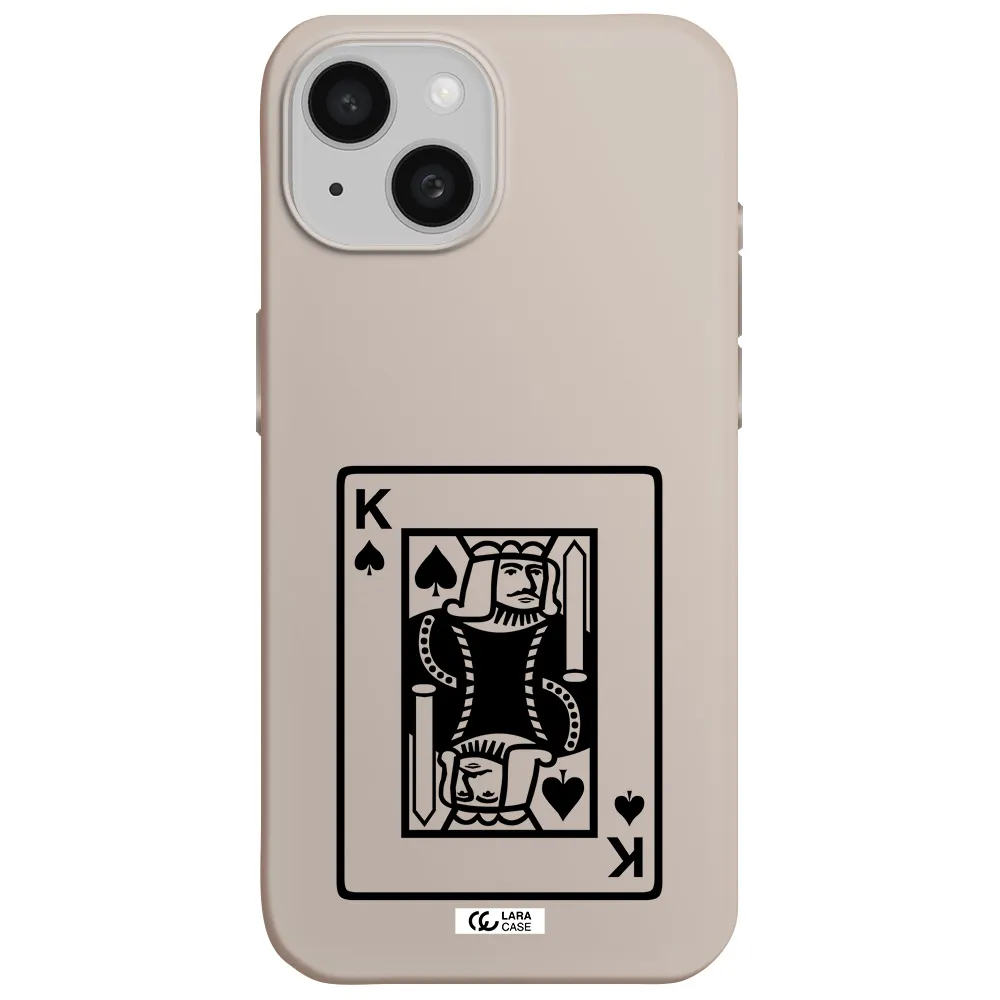 a black and white card with a man in a crown Apple iPhone 15 Silicone Stone Case