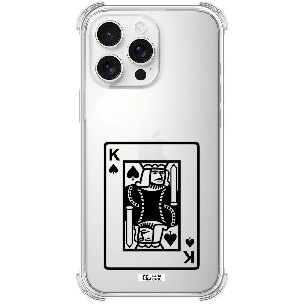 A Black And White Card With A Man In A Crown Apple Iphone 16 Pro Max Clear Pc Case