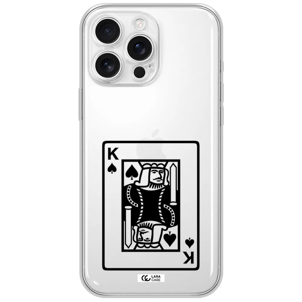 A Black And White Card With A Man In A Crown Apple Iphone 16 Pro Max Clear Tpu Case
