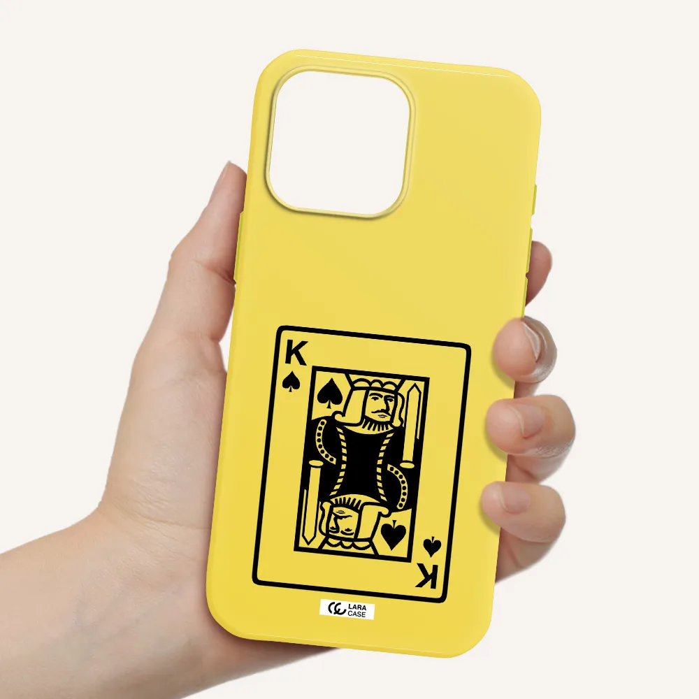 A Black And White Card With A Man In A Crown Apple Iphone 16 Pro Max Silicone Canary Yellow Case