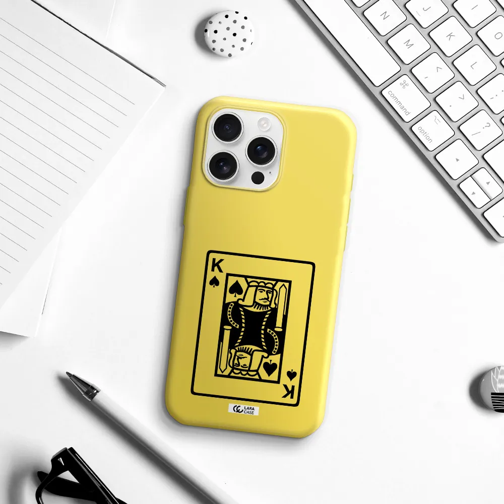 A Black And White Card With A Man In A Crown Apple Iphone 16 Pro Max Silicone Canary Yellow Case