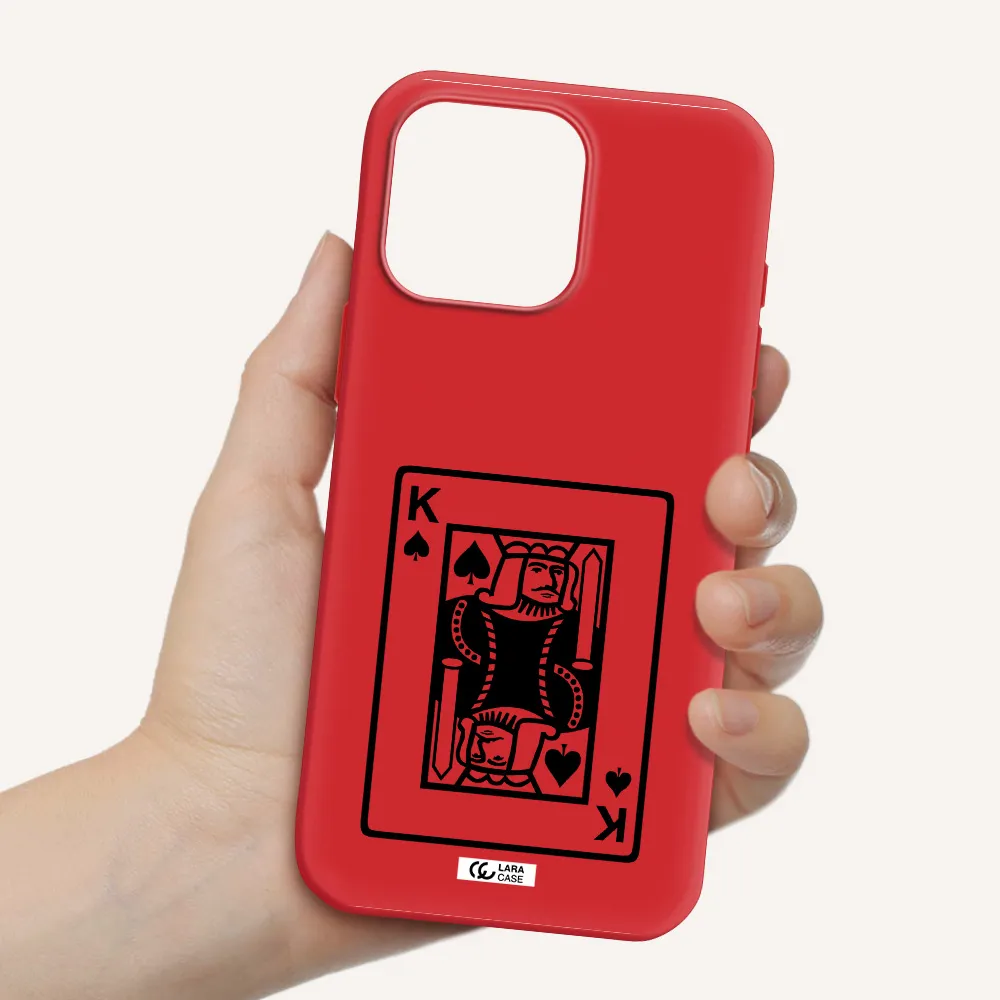 A Black And White Card With A Man In A Crown Apple Iphone 16 Pro Max Silicone Imperial Red Case