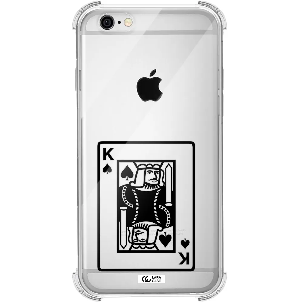 a black and white card with a man in a crown Apple iPhone 6 Clear PC Case