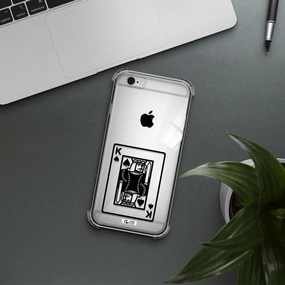 a black and white card with a man in a crown Apple iPhone 6 Clear PC Case