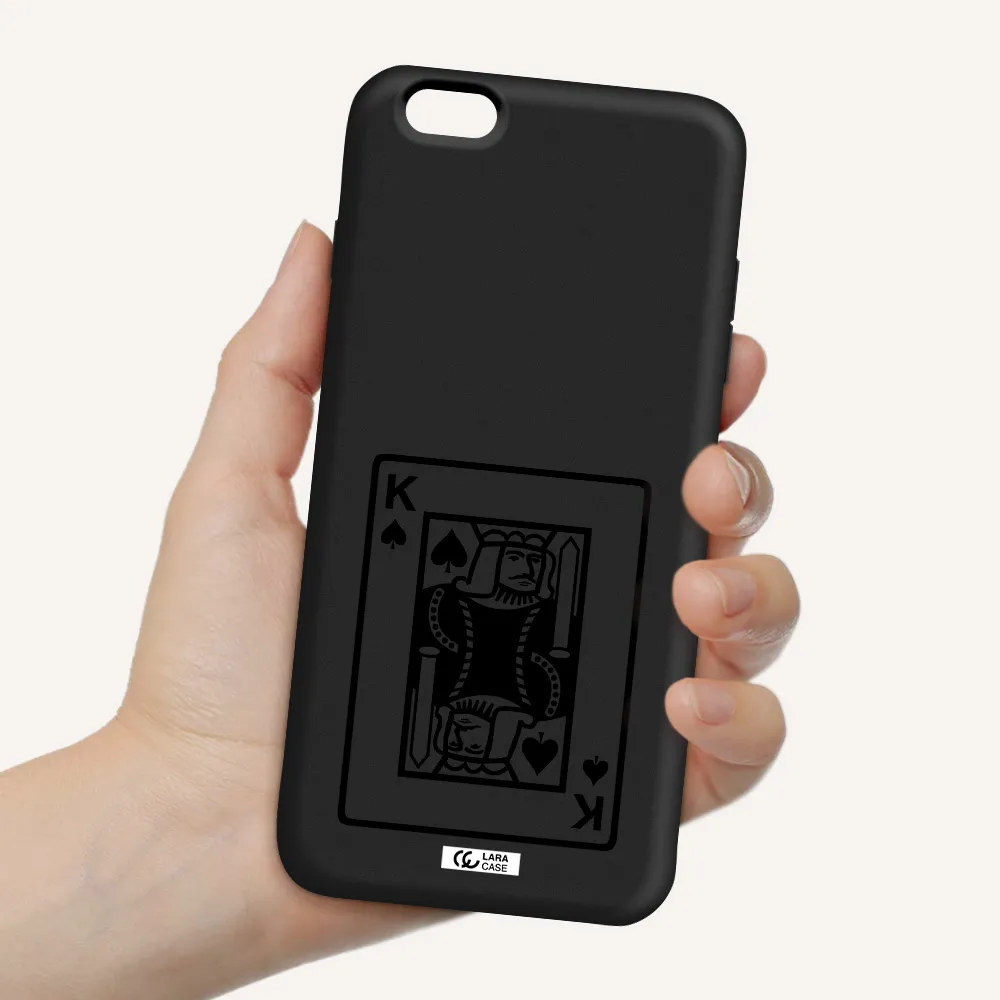 a black and white card with a man in a crown Apple iPhone 6 plus Silicone black Case
