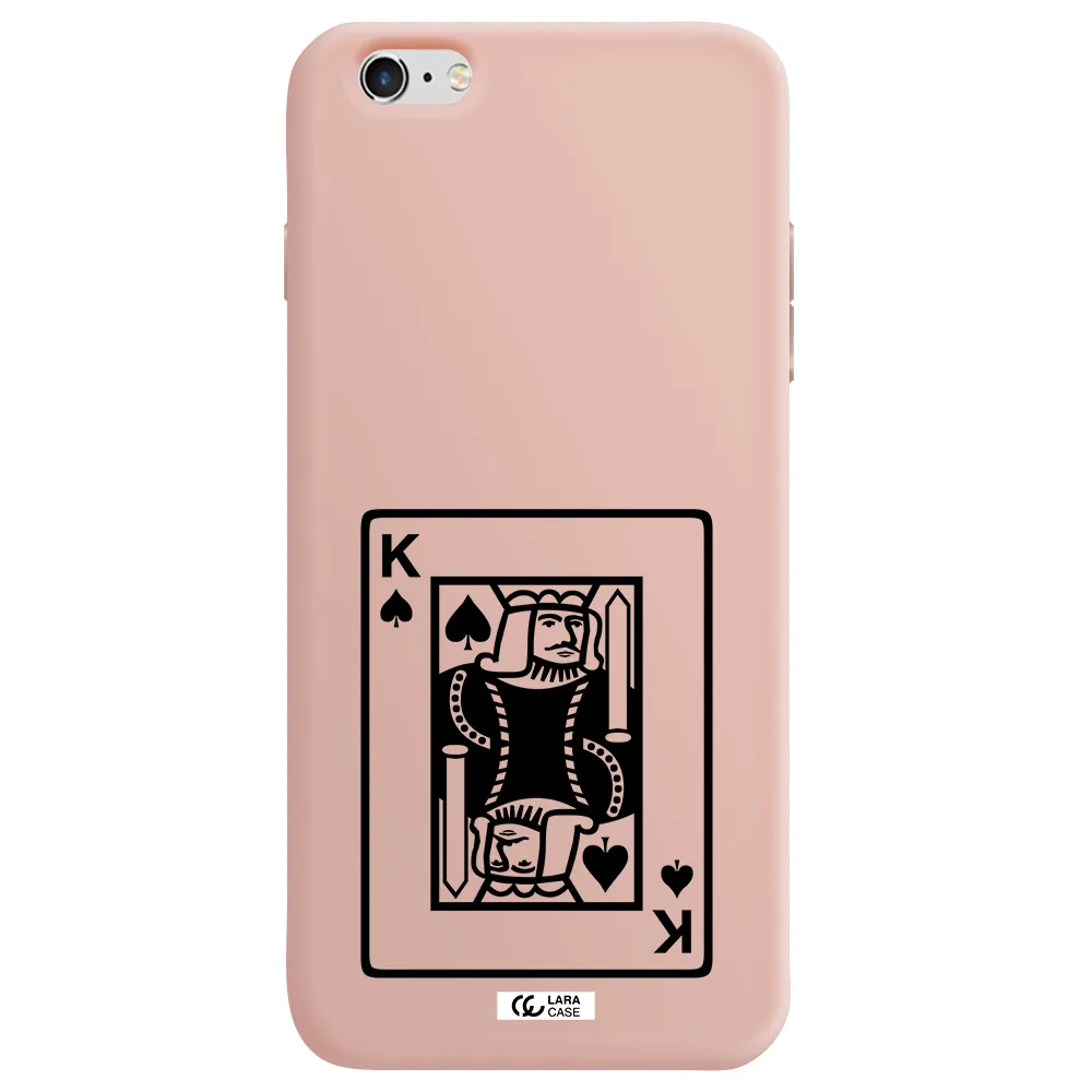 a black and white card with a man in a crown Apple iPhone 6 plus Silicone pastel pink Case