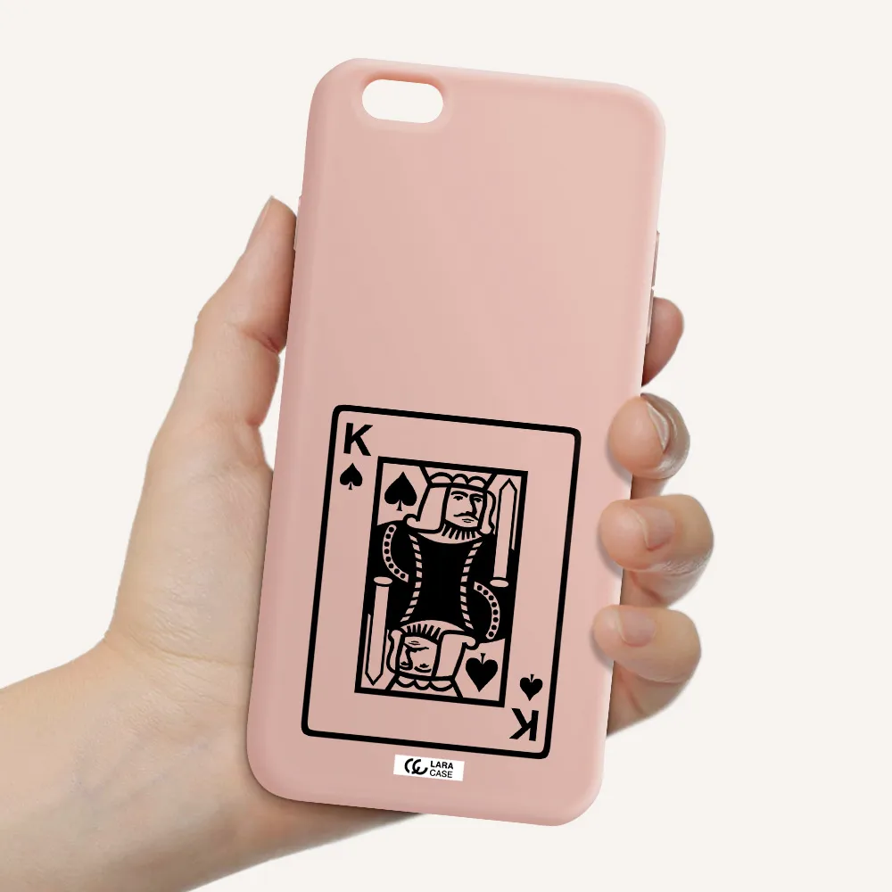 a black and white card with a man in a crown Apple iPhone 6 plus Silicone pastel pink Case