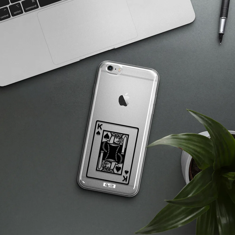 a black and white card with a man in a crown Apple iPhone 6 s plus Clear TPU Case
