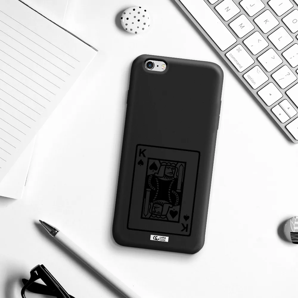 a black and white card with a man in a crown Apple iPhone 6 s plus Silicone black Case