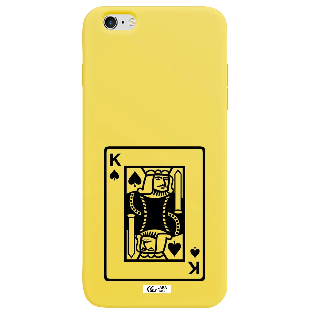 a black and white card with a man in a crown Apple iPhone 6 s plus Silicone canary yellow Case