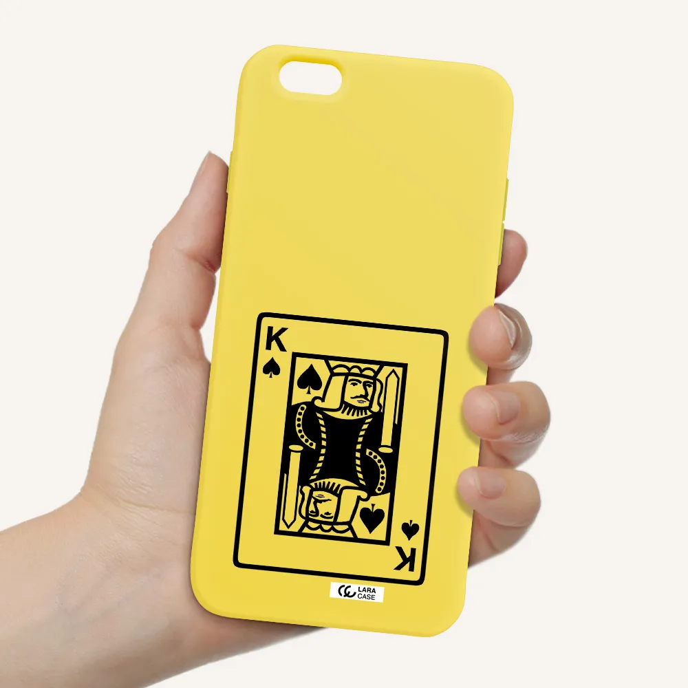 a black and white card with a man in a crown Apple iPhone 6 s plus Silicone canary yellow Case