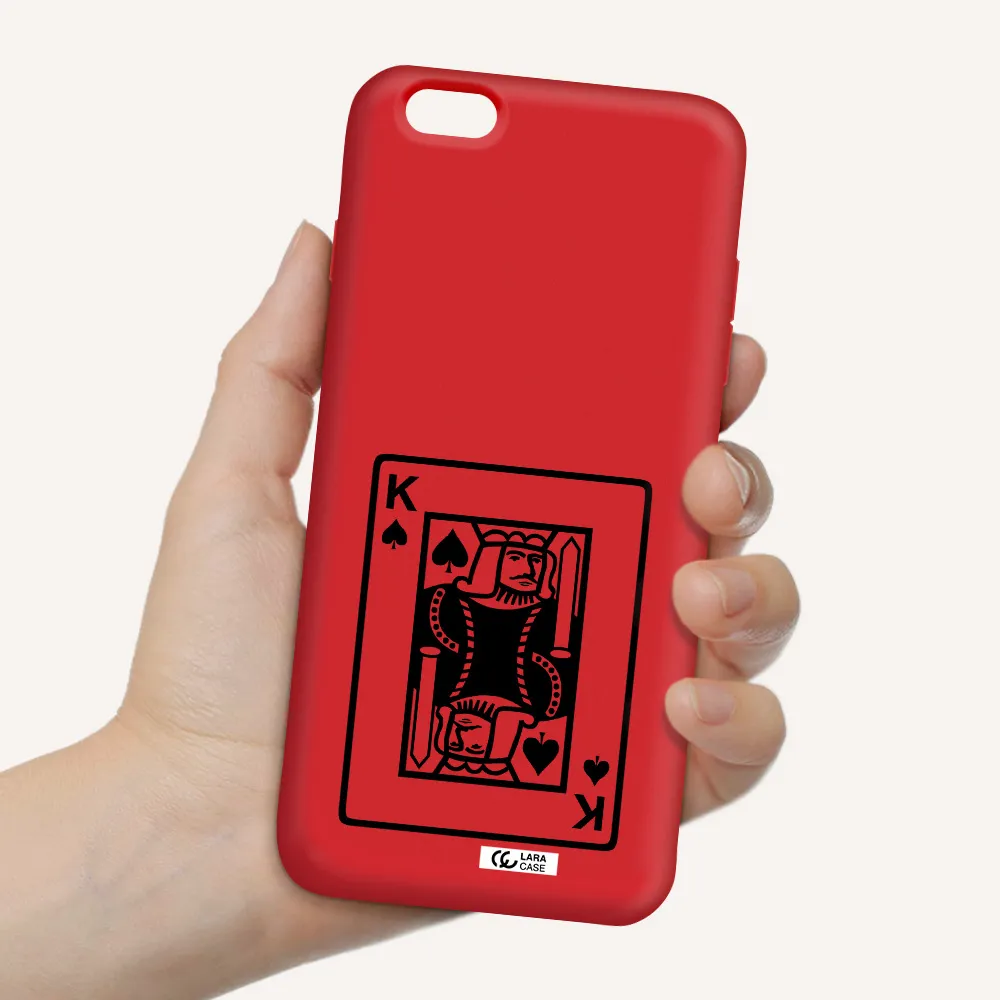 a black and white card with a man in a crown Apple iPhone 6 s plus Silicone Imperial Red Case