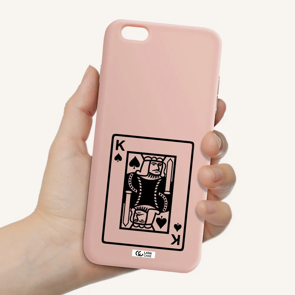 a black and white card with a man in a crown Apple iPhone 6 s plus Silicone pastel pink Case