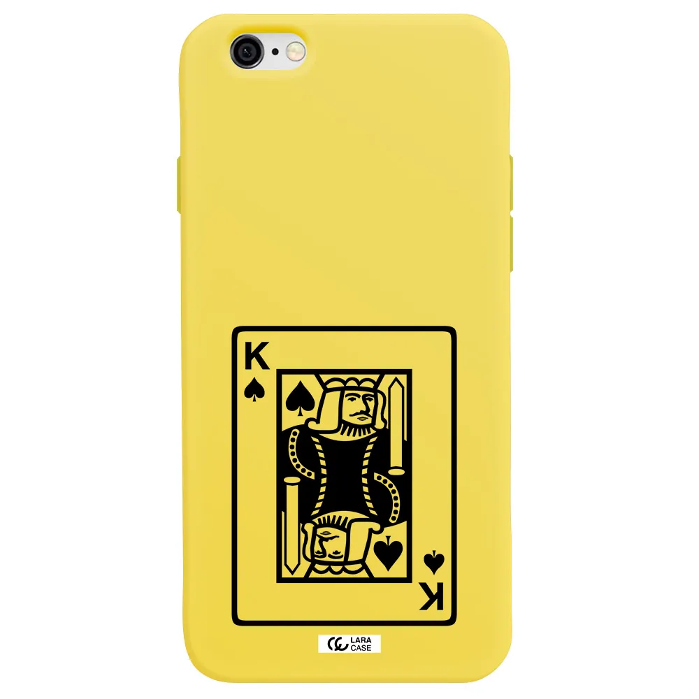 a black and white card with a man in a crown Apple iPhone 6 Silicone canary yellow Case