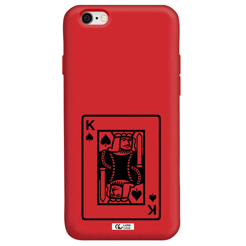 a black and white card with a man in a crown Apple iPhone 6 Silicone Imperial Red Case