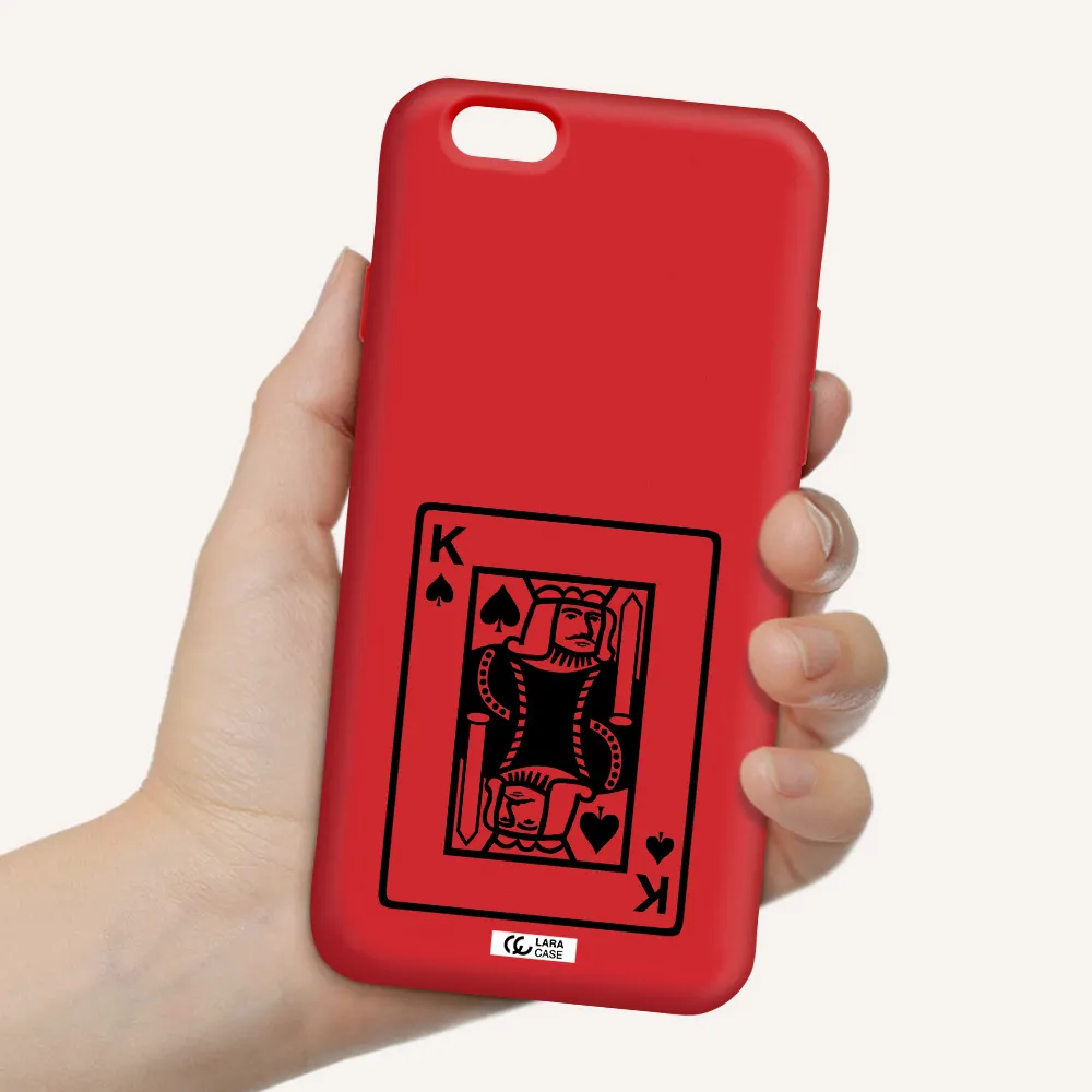 a black and white card with a man in a crown Apple iPhone 6 Silicone Imperial Red Case